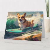 Carte Corgi Beach Surf Peinture (Devant)