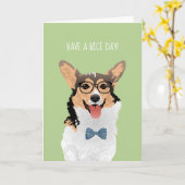 Carte Corgi blanc bronzage noir doux de Gallois de (Fleur jaune)