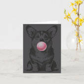 Carte Corgi Blowing Bubble Gum Funny Dog Cartoon Meme  (Fleur jaune)