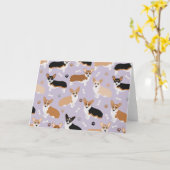 Carte Corgi Chien Paps et Bones (Fleur jaune)