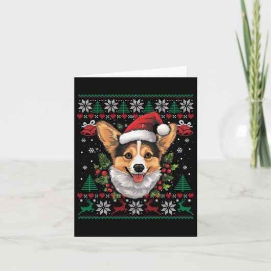 Carte Corgi Christmas Père Noël Ugly Sweater Amoureux de (Devant)
