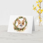 Carte Corgi Christmas Wreath Festive Pup (Fleur jaune)