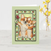 Carte Corgi Couple Greeting Card (Fleur jaune)
