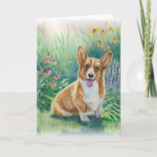 Carte Corgi dans le jardin (Devant)
