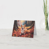 Carte Corgi dans les feuilles d'automne automne automne  (Devant)