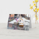 Carte Corgi de gâteau d'anniversaire (Fleur jaune)