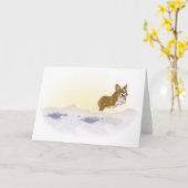 Carte Corgi de neige (Fleur jaune)