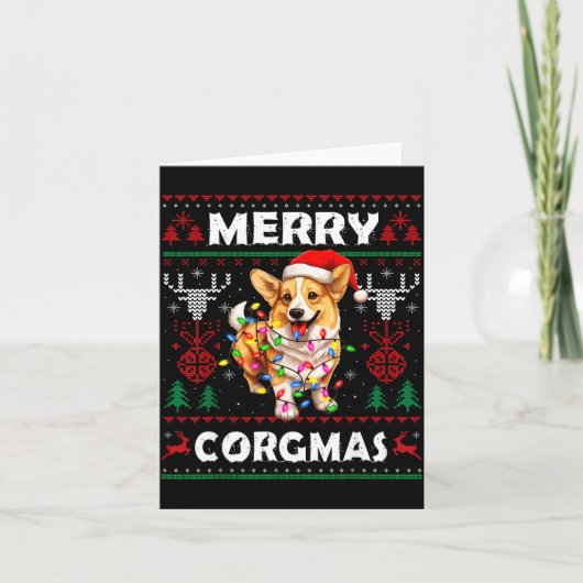 Carte Corgi Dog Merry Corgmas Santa Corgi Ugly Christmas (Devant)