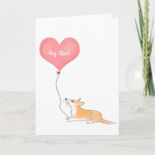 Carte Corgi et ballon personnalisés pensant à votre cart