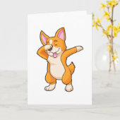 Carte Corgi gallois à la danse hip hop Dab (Fleur jaune)