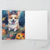 Carte Corgi Halloween avec citrouilles effrayant (Intérieur)