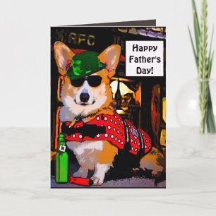 Carte Corgi heureux de fête des pères