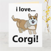 Carte Corgi J'adore Corgi (Fleur jaune)