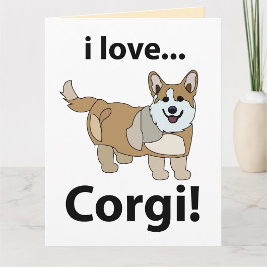 Carte Corgi J'adore Corgi (Devant)