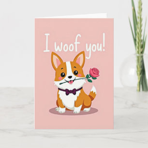 Carte Corgi Love Woof You Chien