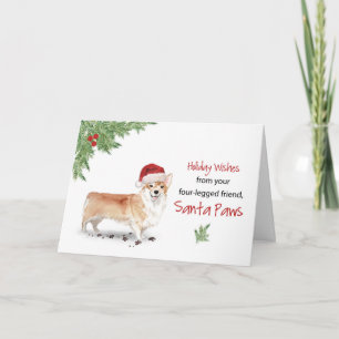 Carte Corgi Noël du chien dans Funny Santa Hat
