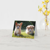 Carte Corgi (Pembroke Welsh) (Fleur jaune)