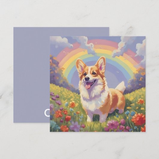 Carte Corgi Rainbow Bridge Nom personnalisé Dog Memorial (Devant / Derrière)