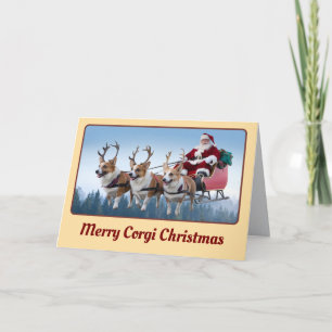Carte Corgi Reindeer