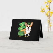 Carte Corgi Saint-Patrick avec chapeau de lutin (Fleur jaune)