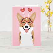 Carte Corgi Saint-Valentin (Fleur jaune)