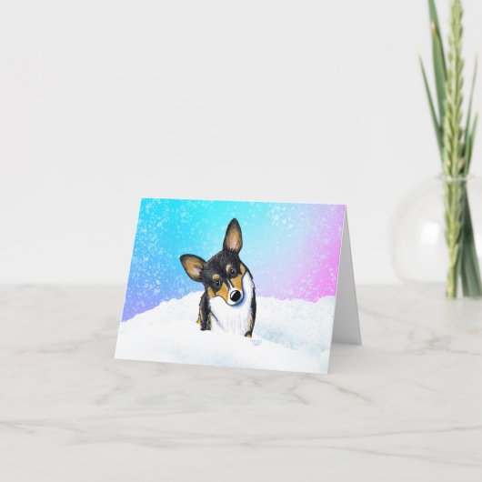 Carte Corgi Snow Globe (Devant)