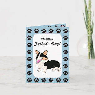 Carte Corgi tricolore de fête des pères heureuse