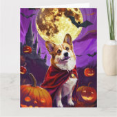 Carte Corgi Vampire Citrouilles Halloween Épouvantable (Devant)