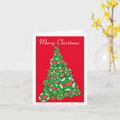 Carte Corgi Welsh Chien Silhouette Arbre de Noël Rouge (Fleur jaune)