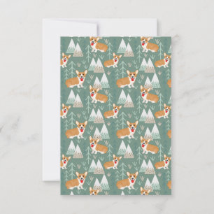 Carte Corgis dans le Motif forestier des montagnes