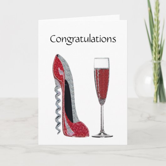 Carte Corkvis talon rouge Stiletto et verre de champagne (Devant)
