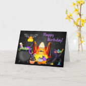 Carte Corne à bonbons Cute Traitements Éffrayants Hallow (Fleur jaune)