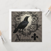 Carte corneille d'halloween vintage moderne (Devant/Arrière en situation)
