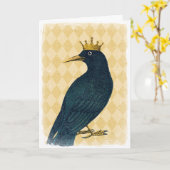 Carte Corneille noire avec couronne d'or (Fleur jaune)