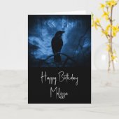 Carte Corneille noire avec runes style gothique foncé (Fleur jaune)