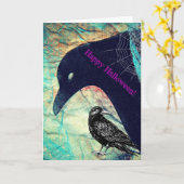 Carte Corneilles pour Halloween (Fleur jaune)