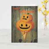 Carte Cornet de crème glacée de citrouille de Halloween (Fleur jaune)