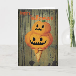 Carte Cornet de crème glacée de citrouille de Halloween