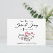 Carte Cornet Musicien Mariage Enregistrer La Date (Debout devant)