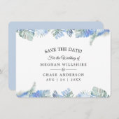 Carte Cornflower Blue Tropical Feuille (Devant / Derrière)