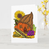 Carte Cornucopia et Citrouille Fairy House Whimsical Bla (Fleur jaune)