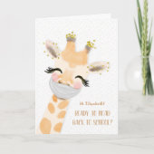 Carte Coronavirus Retour à l'école Giraffe avec masque (Devant)