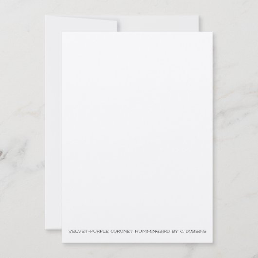 Carte Coronet Hummingbird (Dos)