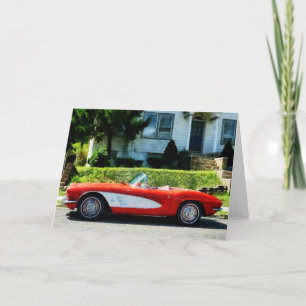 Carte Corvette rouge et blanc convertible
