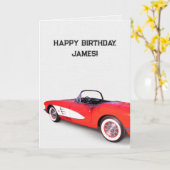 Carte Corvette rouge et blanche 1960 (Fleur jaune)