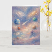 Carte Cosmic Art Card – Planets & Galaxies (Fleur jaune)