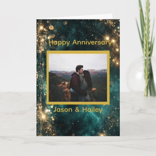 Carte Cosmic Dreamscape Golden Sparkles Custom Photo (Devant)