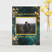 Carte Cosmic Dreamscape Golden Sparkles Custom Photo (Fleur jaune)