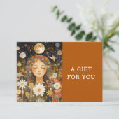 Carte Cosmic Girl Boho Moon Code QR Certificat Cadeau (Debout devant)