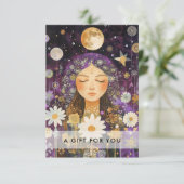 Carte Cosmic Girl Boho Moon QR Code Gift Certificate (Debout devant)